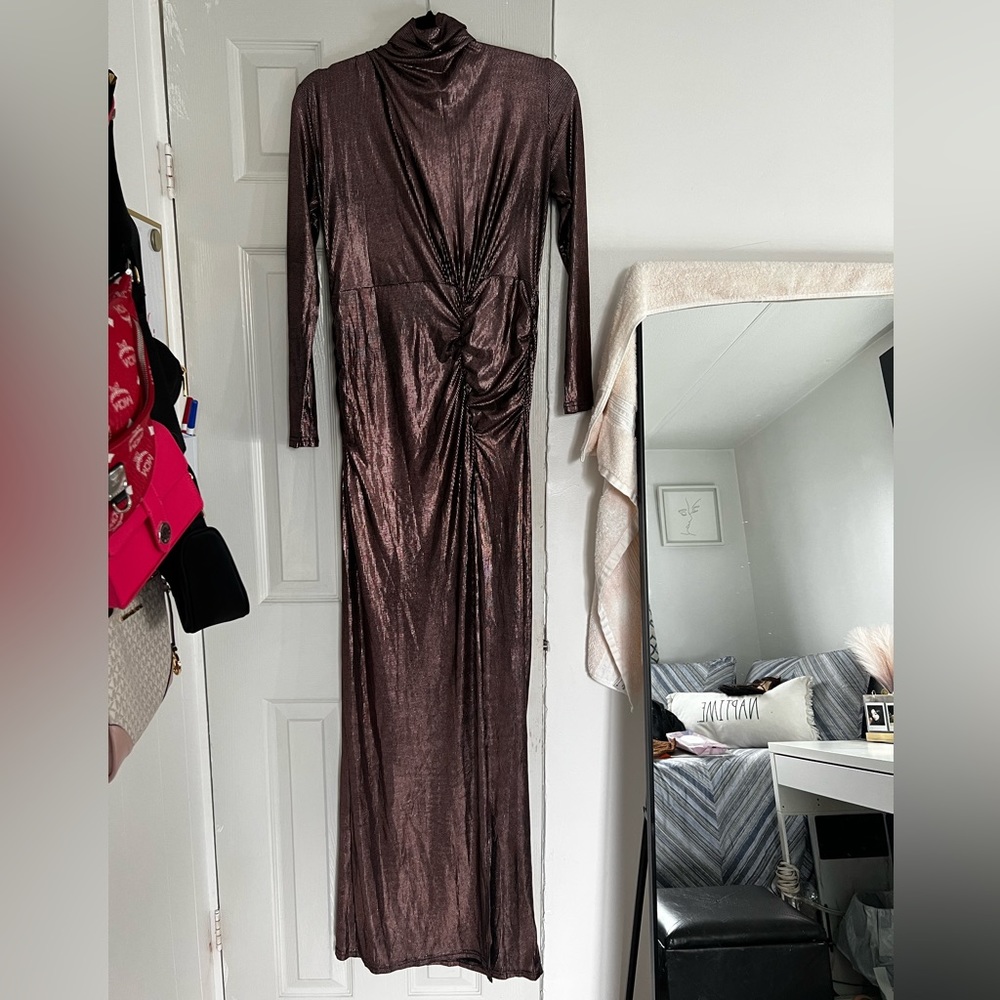 Rose Metallic Maxi dress w/ slit